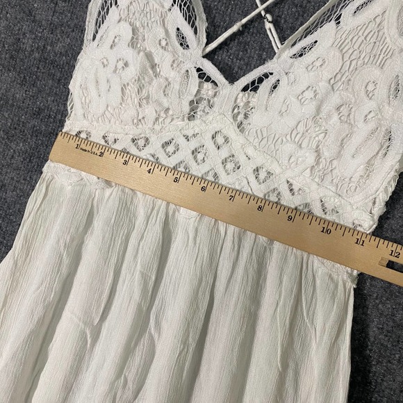 Free People Mini Dress Small White Adella Slip A-Line Lace Ruffle - Picture 12 of 16